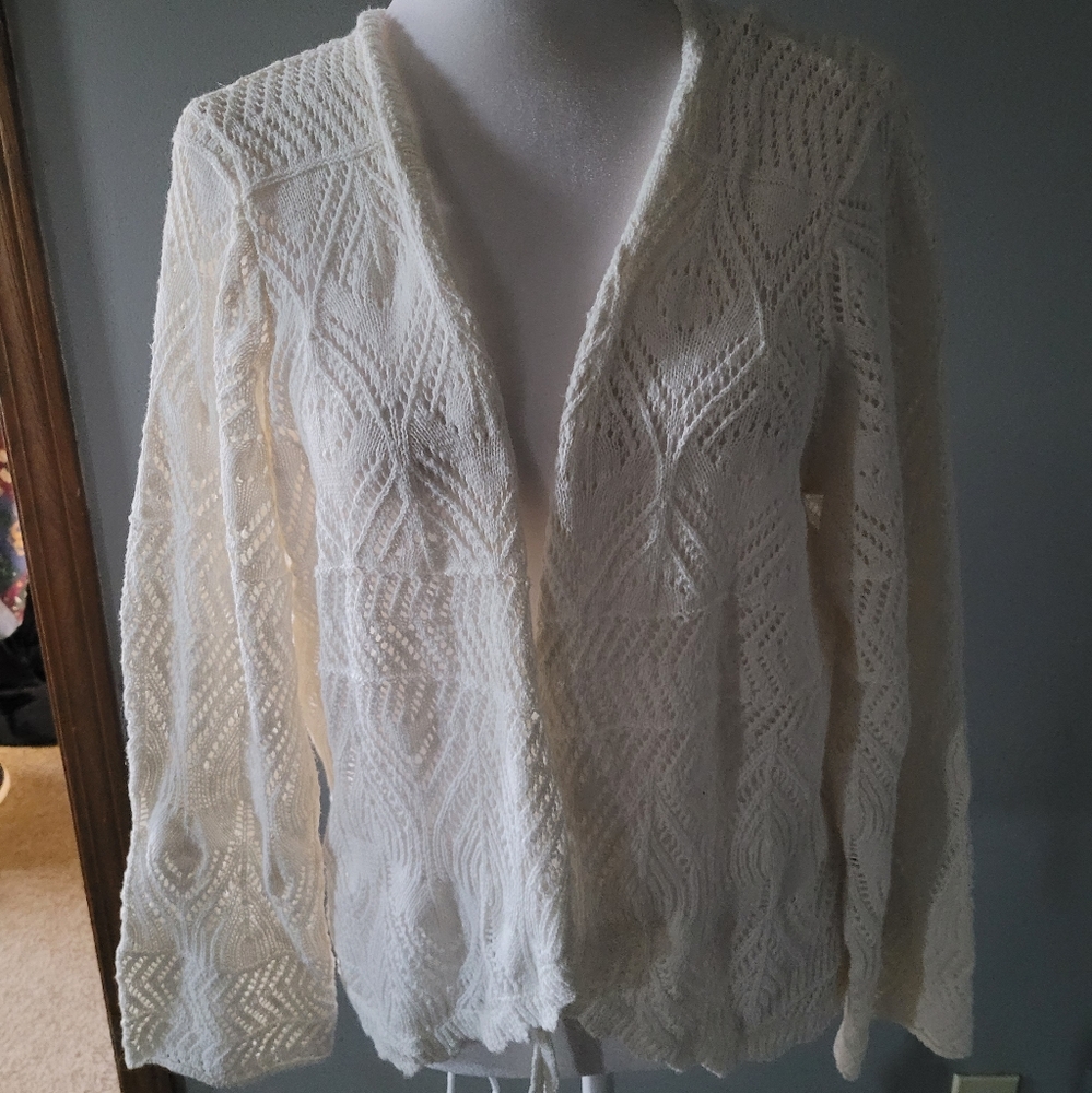 Torrid- Pointelle , Tie-Front Shrug Sweater